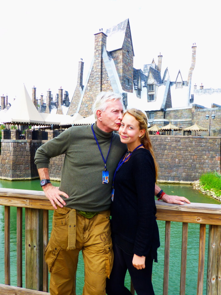 Sharing a moment with the light of my life in front of Hogsmead